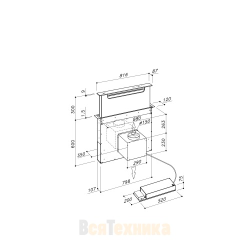 Вытяжка Downdraft Sirius S-DD18 BALANCE EM W