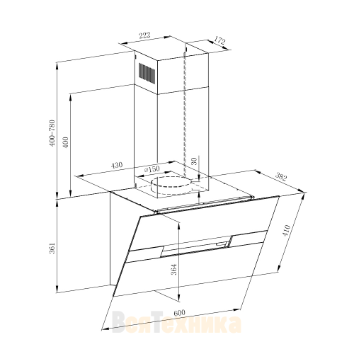 Вытяжка Maunfeld Mersey 60 белый\вставка сатин